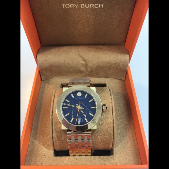 Tory Burch Accessories - NWT Tory Burch Whitney Watch Gold-Tone SS w/Navy